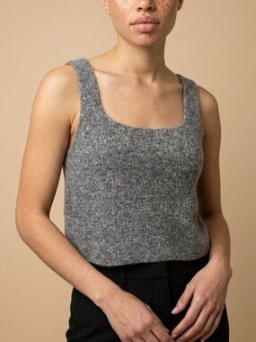 Everlane Wool‑Blend Cropped Tank Top Gray - Minimalist Felted Knit Tank Top